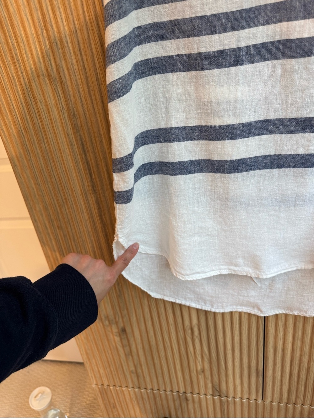 BeachLunchLounge White & Blue Stripped Linen Cotton Blend Tunic Tank/Cover Up - Picture 8 of 10